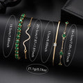 Premium Women's Green Quartz Watch and Jewellery Gift Set 9 Piece