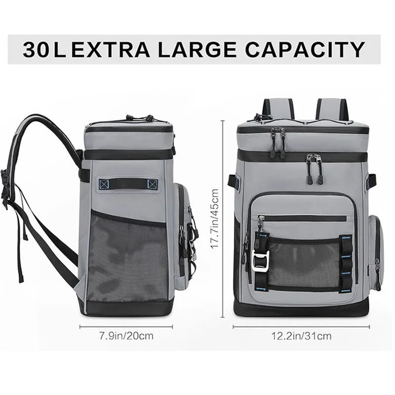 Premium Camping Insulated Backpack – Grey 30L Capacity