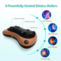 Brown Electric Shiatsu Neck and Back Massage Pillow with Heat and Chair Strap