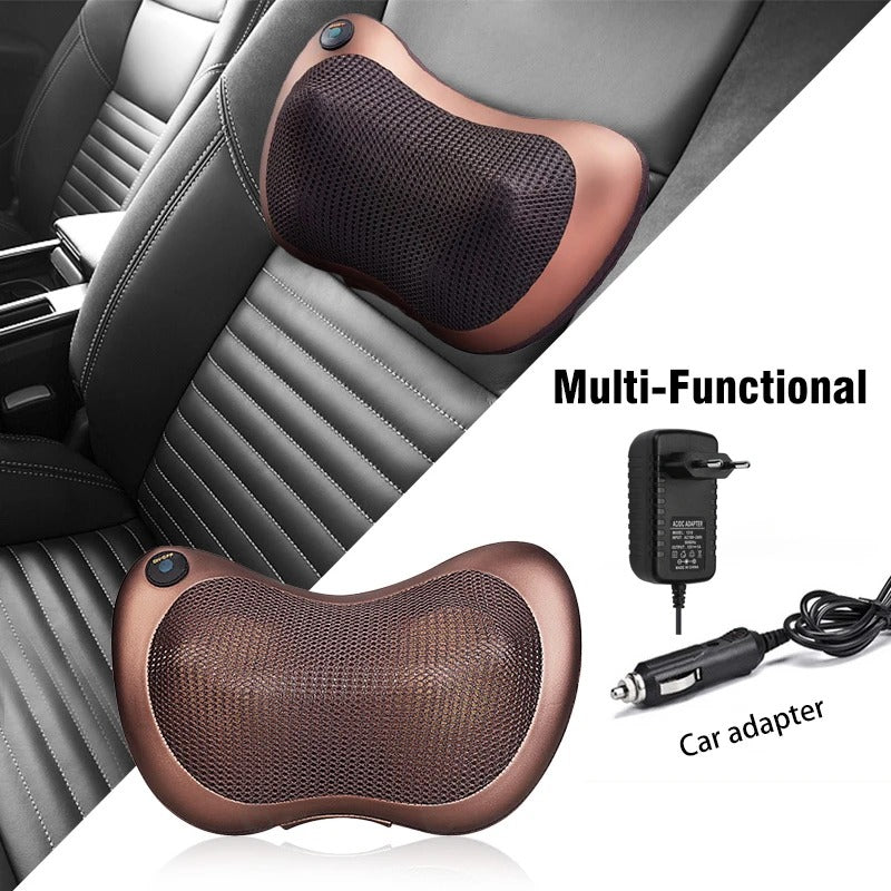 Brown Electric Shiatsu Neck and Back Massage Pillow with Heat and Chair Strap