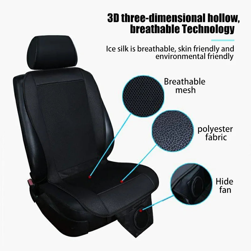 Premium Black Spacer Car Cooling Seat Cushion with 8 Fans 12V DC