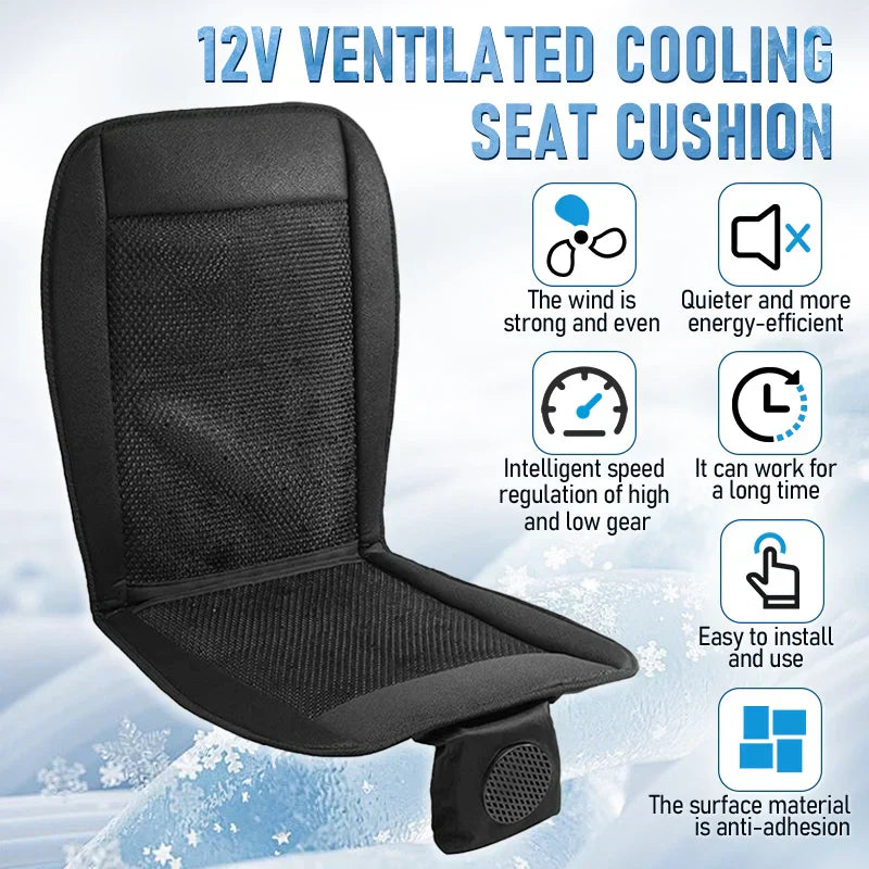 Premium Black Spacer Car Cooling Seat Cushion with 8 Fans 12V DC