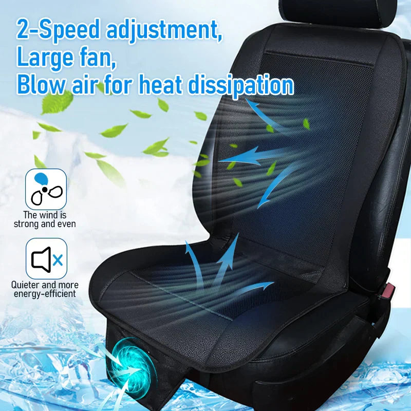 Premium Black Spacer Car Cooling Seat Cushion with 8 Fans 12V DC
