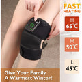Black USB Heated Knee Pad with Massage Function 3 Heat Settings and Extension Straps