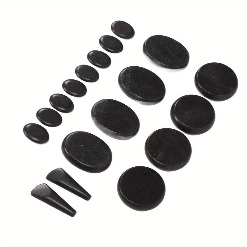 18 Piece Heated Basalt Massage Stone Set with Warmer Box for Hot Stone Therapy