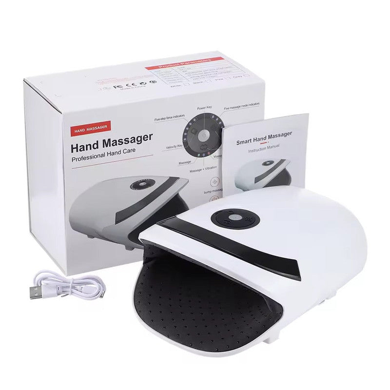 White Rechargeable Hand Massager with Heat Vibration and 5 Heating Levels