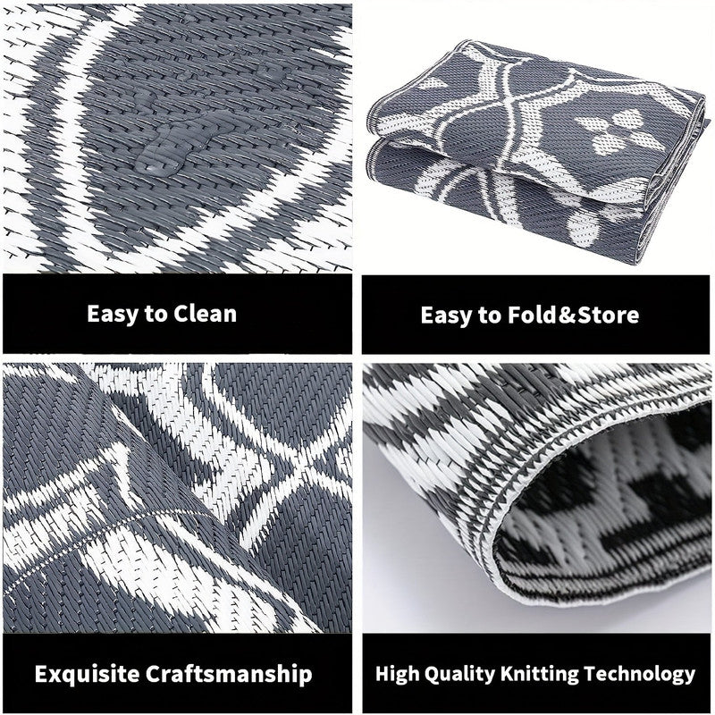 Premium Reversible Outdoor Patio Mat – Geometric Polypropylene Rug 152.4 x 243.84cm