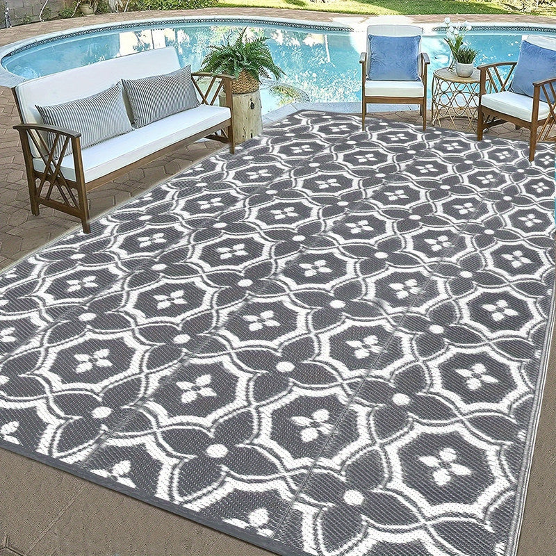 Premium Reversible Outdoor Patio Mat – Geometric Polypropylene Rug 152.4 x 243.84cm