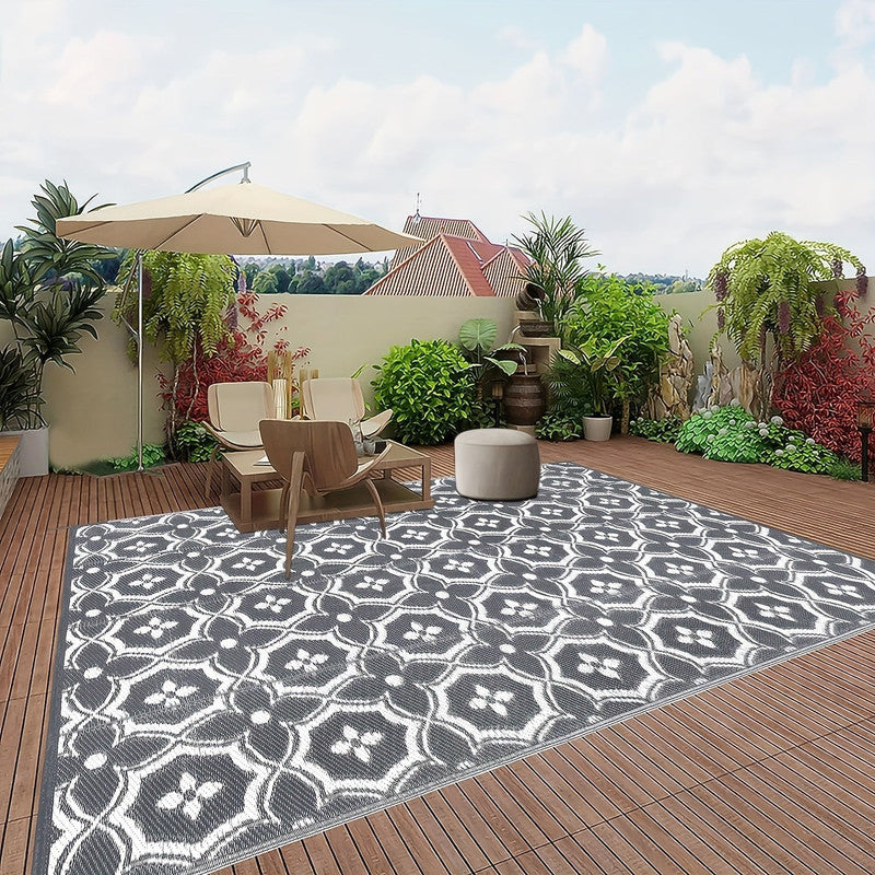 Premium Reversible Outdoor Patio Mat – Geometric Polypropylene Rug 152.4 x 243.84cm