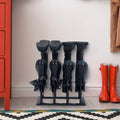 Black Metal Shoe Rack Organiser Compact Entryway Storage Shelf for Shoes
