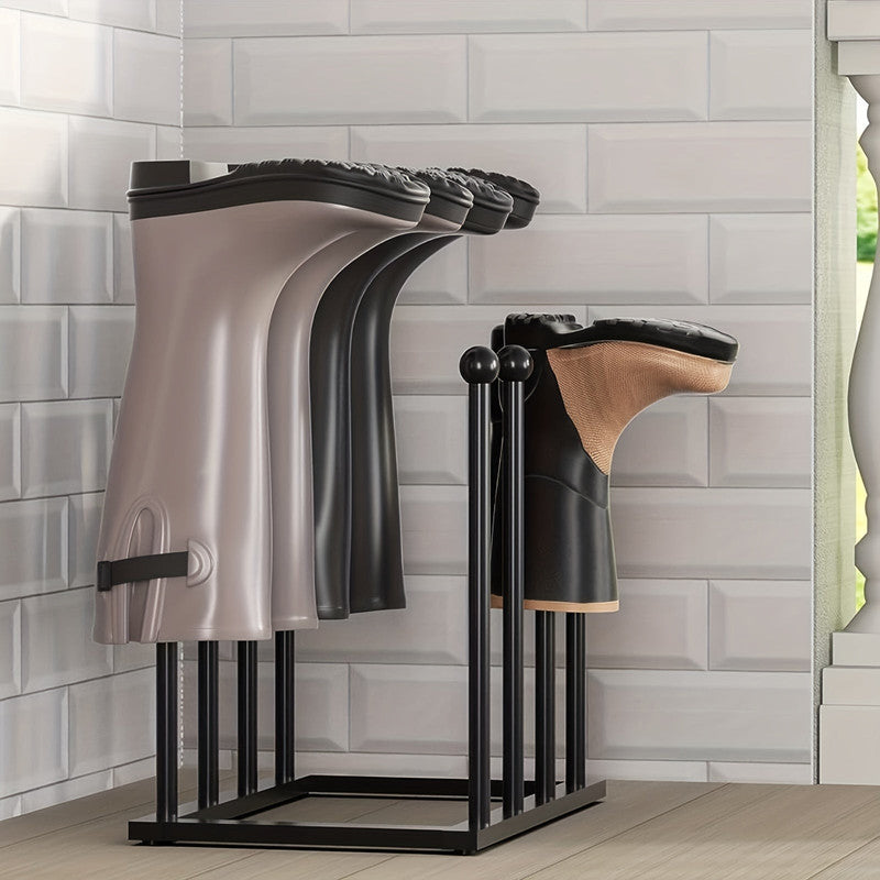 Black Metal Shoe Rack Organiser Compact Entryway Storage Shelf for Shoes