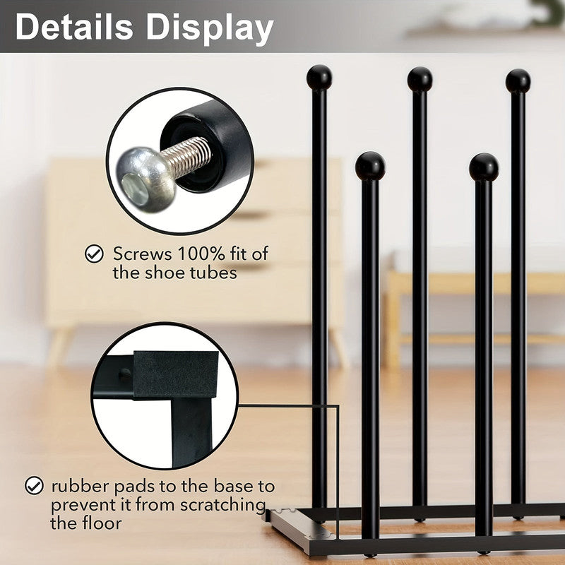 Black Metal Shoe Rack Organiser Compact Entryway Storage Shelf for Shoes