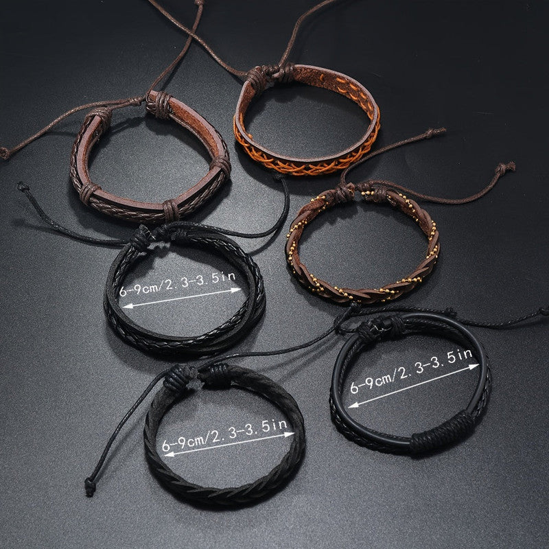 Premium Men's Vintage PU Leather Bracelet Set 36 Pieces