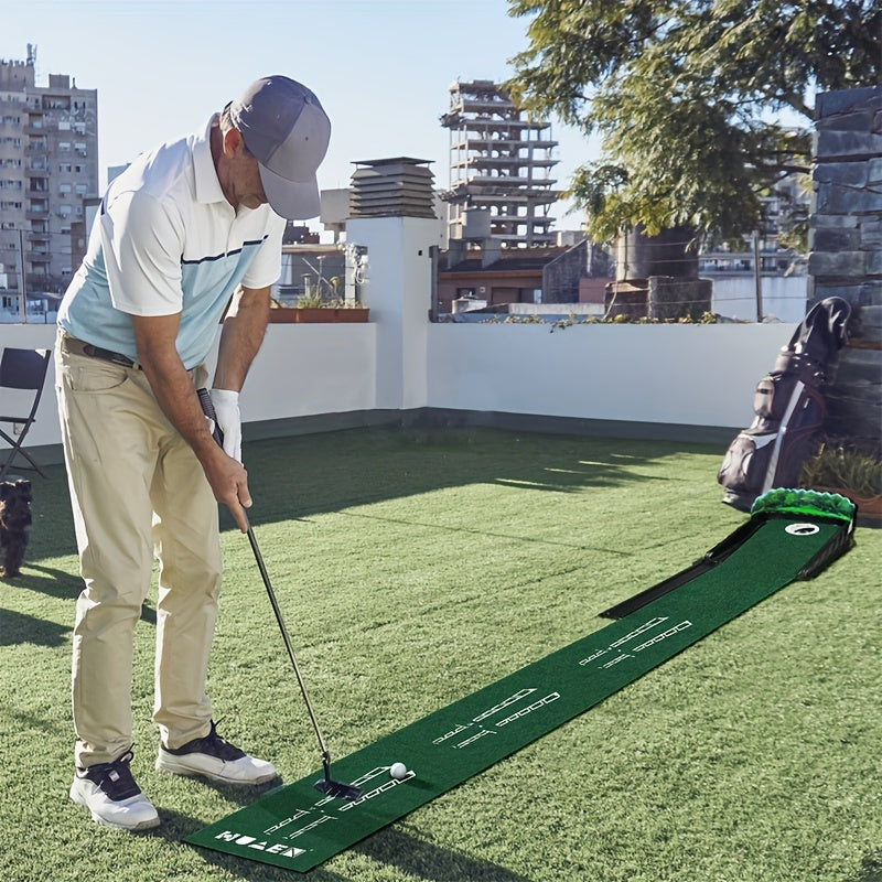 Premium Green Golf Accelerator Putting Mat with Auto Ball Return