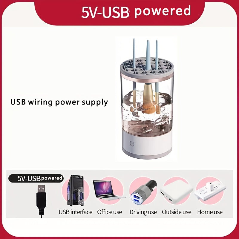 White USB Electric Makeup Brush Cleaner Compact Plug-In Brush Washing Tool