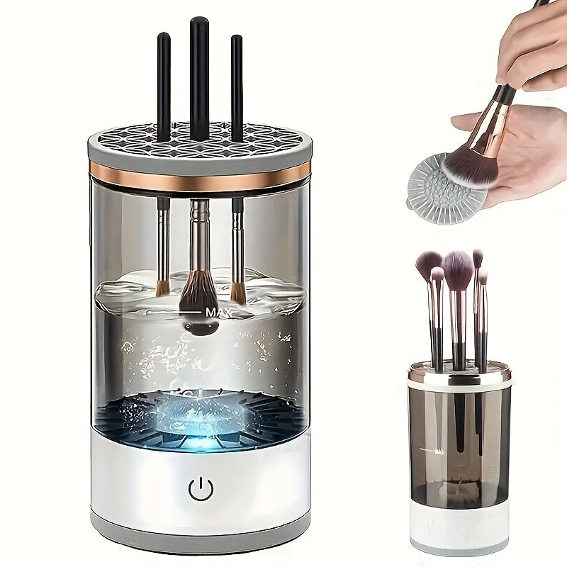 White USB Electric Makeup Brush Cleaner Compact Plug-In Brush Washing Tool