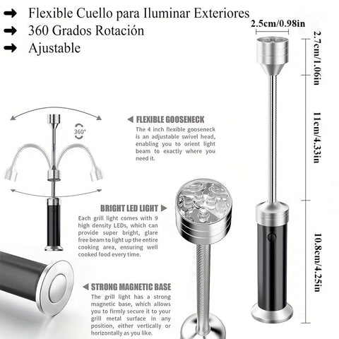 Premium LED Grill Lights – 2 Pack with Magnetic Base