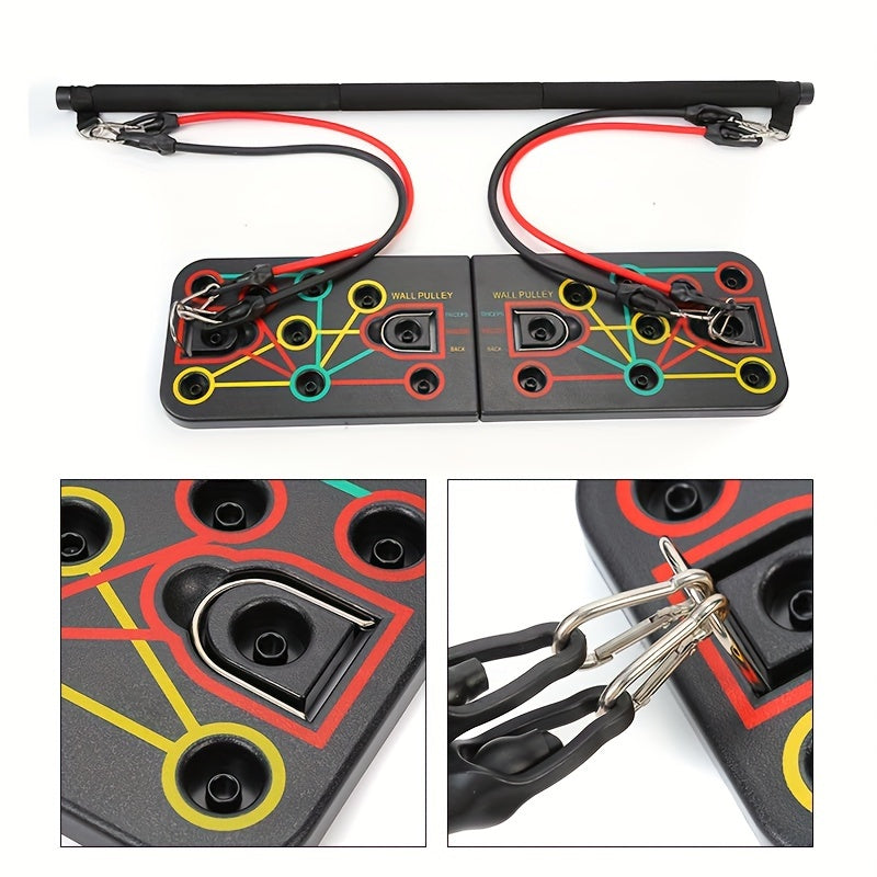 Premium Black Push-Up Board Set with Resistance Bands