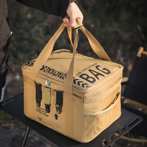 Premium Outdoor Camping Cookware Storage Bag - Khaki, 20L