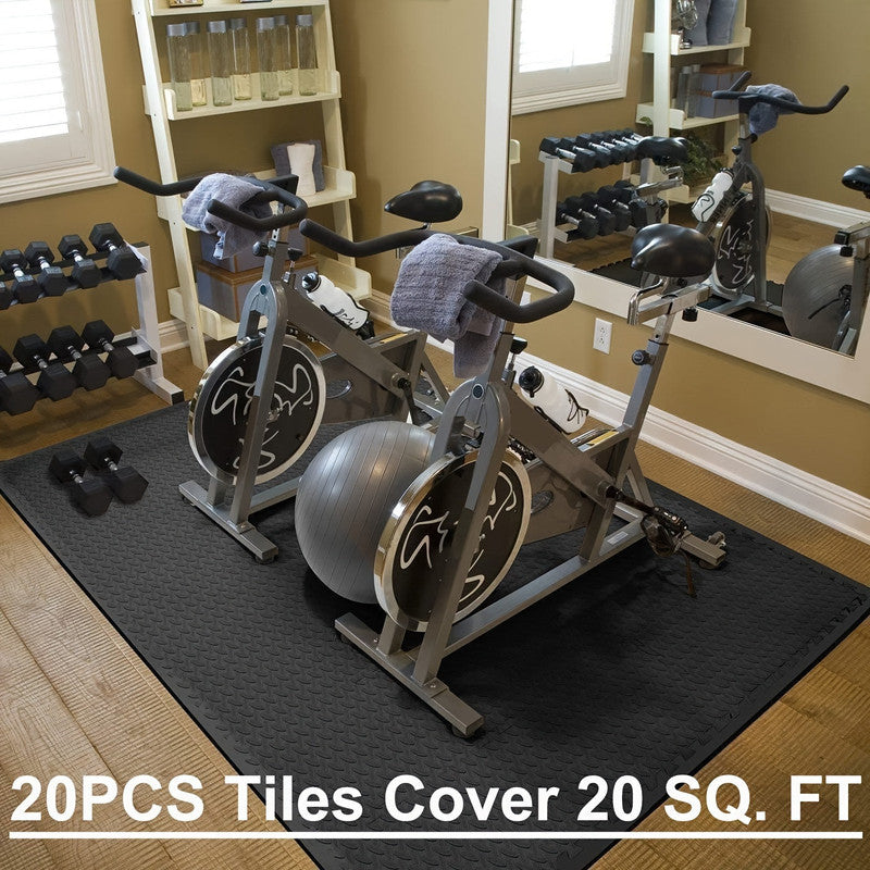 Premium Black Interlocking EVA Fitness Mats Set - 20pcs