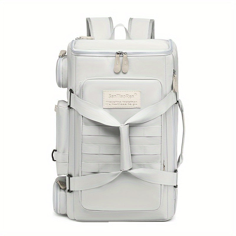 Premium Daypack Backpack – Silvery Grey Nylon with Tassel Accent