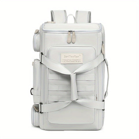 Premium Daypack Backpack – Silvery Grey Nylon with Tassel Accent