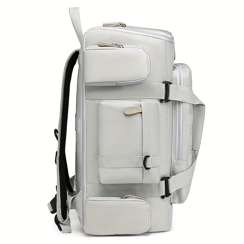 Premium Daypack Backpack – Silvery Grey Nylon with Tassel Accent