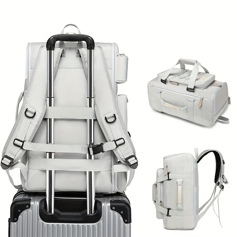 Premium Daypack Backpack – Silvery Grey Nylon with Tassel Accent