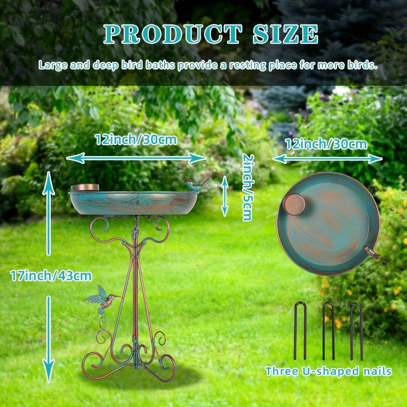 Premium Bird Bath with Feeder Pedestal - Bronze 43cm
