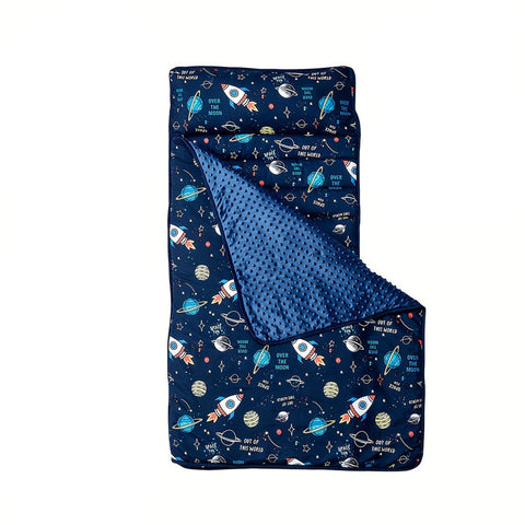 Premium Rocket Pattern Kids Nap Mat - Blue