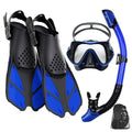 Premium 3-Piece Snorkelling Set with Fins & Mask - Dark Blue