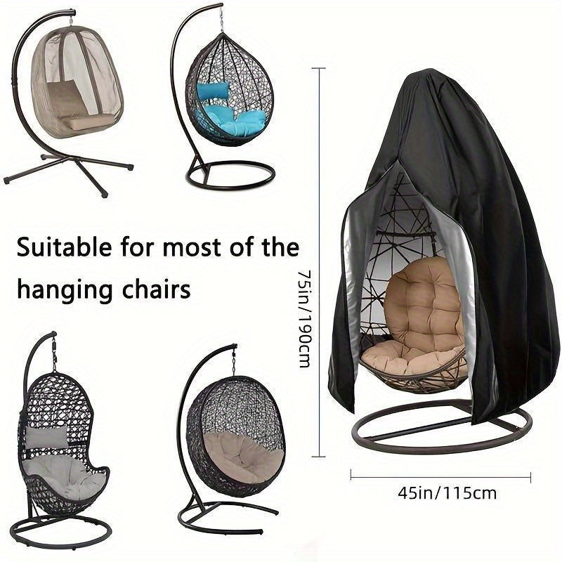 Heavy Duty Hanging Egg Chair Cover Black 800D Polyester with Zipper Closure