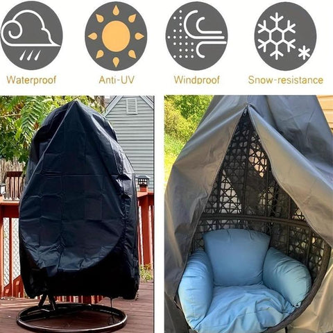 Heavy Duty Hanging Egg Chair Cover Black 800D Polyester with Zipper Closure