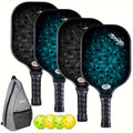 Premium Pickleball Paddle Set with Fibreglass Surface - 4 Pack