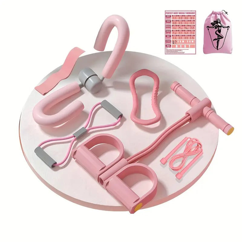 Premium Pink Yoga Pilates Fitness Set with Accessories - 8pcs