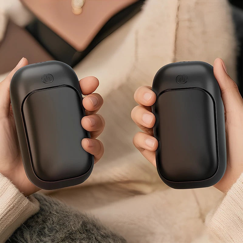 Premium Black 2 in 1 Portable Twin Hand Warmer Rechargeable Heater