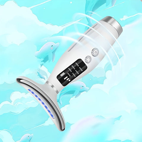 White 7-in-1 Heated Neck and Face Skincare Massager with USB Rechargeable Design