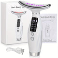 White 7-in-1 Heated Neck and Face Skincare Massager with USB Rechargeable Design