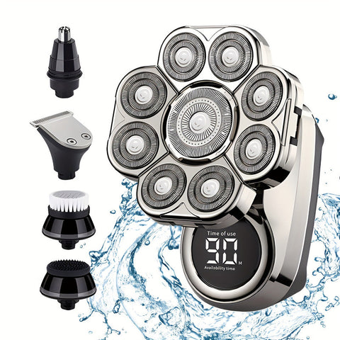 6 in 1 Cordless Electric Shaver Grooming Kit Black USB Rechargeable 9D Head
