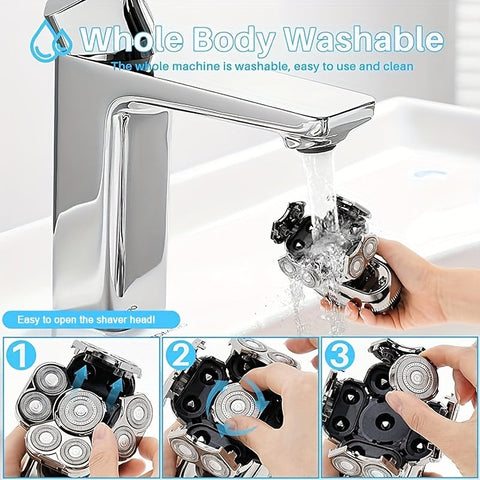 6 in 1 Cordless Electric Shaver Grooming Kit Black USB Rechargeable 9D Head