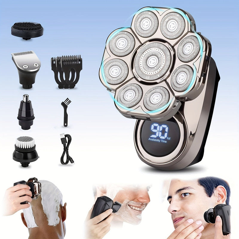 6 in 1 Cordless Electric Shaver Grooming Kit Black USB Rechargeable 9D Head