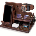 Premium Wooden Desk Organiser – Walnut Phone Docking Station