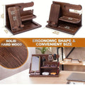 Premium Wooden Desk Organiser – Walnut Phone Docking Station