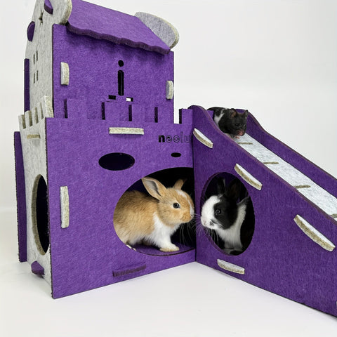 Premium Felt Rabbit Hideaway Bunny Castle Indoor Habitat - Purple
