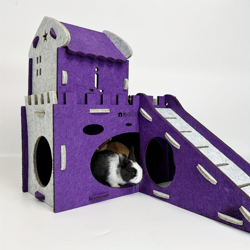 Premium Felt Rabbit Hideaway Bunny Castle Indoor Habitat - Purple