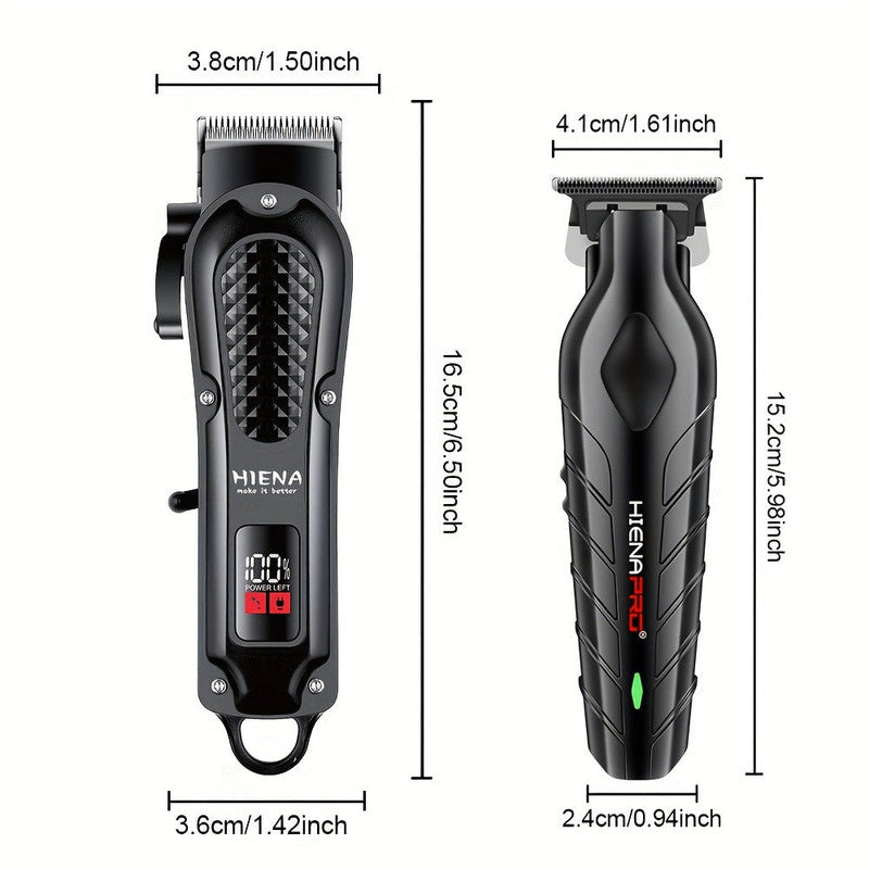 Men's Black Electric Hair Clipper with LCD Display T-Blade and USB Charging