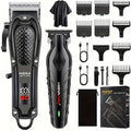 Men's Black Electric Hair Clipper with LCD Display T-Blade and USB Charging