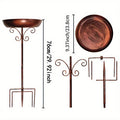 Premium Vintage Metal Bird Bath with Pedestal Stand - Copper