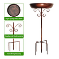Premium Vintage Metal Bird Bath with Pedestal Stand - Copper