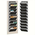 10 Tier Over the Door Foldable Shoe Organiser Black Holds 20 Pairs